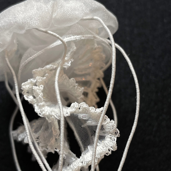 オーガンジーのクラゲ／2種の首飾り（単品）ブレスレット付き【受注制作】    くらげ 海月 ネックレス 蓄光 17枚目の画像