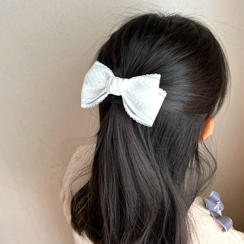 再販】♡ シフトリボン ヘアゴム グレーorホワイト オプションで