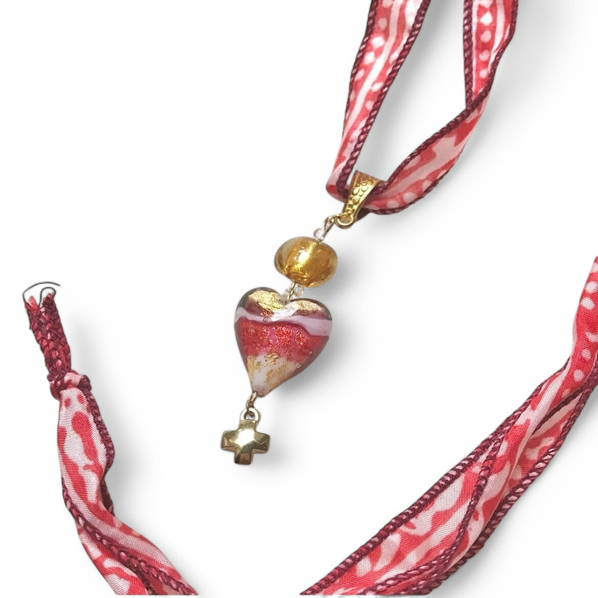 レッド&ホワイトストライプネックレス