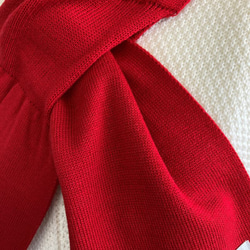 【ソフトで優しい肌触り】リボンみたいなコンパクトミニマフラー　【レッド】 8枚目の画像