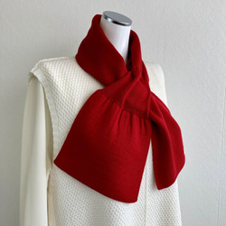 【ソフトで優しい肌触り】リボンみたいなコンパクトミニマフラー　【レッド】 7枚目の画像