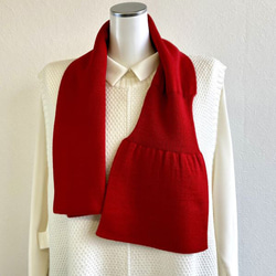 【ソフトで優しい肌触り】リボンみたいなコンパクトミニマフラー　【レッド】 2枚目の画像