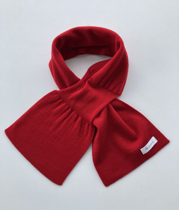 【ソフトで優しい肌触り】リボンみたいなコンパクトミニマフラー　【レッド】 9枚目の画像