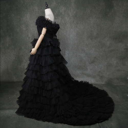 送料無料！取り外しオフショルダーのみ 黒 チュール袖 ボリューム