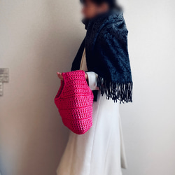 corotto -ｺﾛｯﾄ- タッセル付きころっとかわいいバッグ フューシャピンク / ハンドバッグ エコバッグ 編み物 10枚目の画像