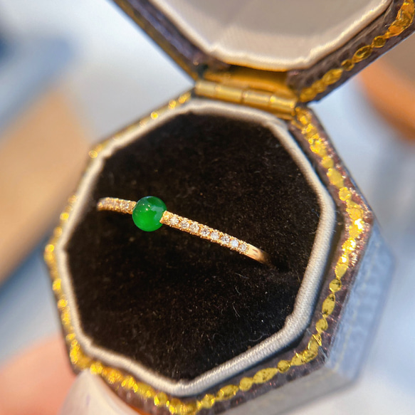 天然ダイヤモンド付きヒスイリングk18 指輪・リング パール大好き(購入  