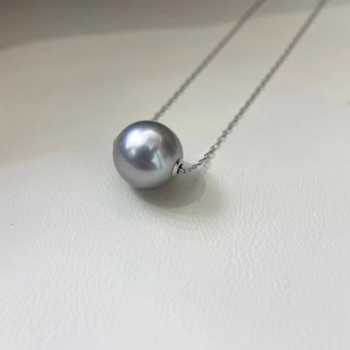 高級】タヒチ黒蝶真珠 一粒ネックレス11-12mm k18 ネックレス  