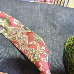 領帶改造腰帶頭巾綠色 x 紅色 第3張的照片
