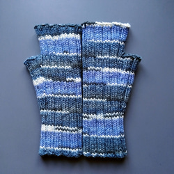 ハンドウォーマー☆グレー・ブルー系＊洗濯機OK！ 2枚目の画像