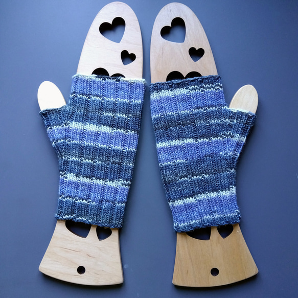 ハンドウォーマー☆グレー・ブルー系＊洗濯機OK！ 1枚目の画像