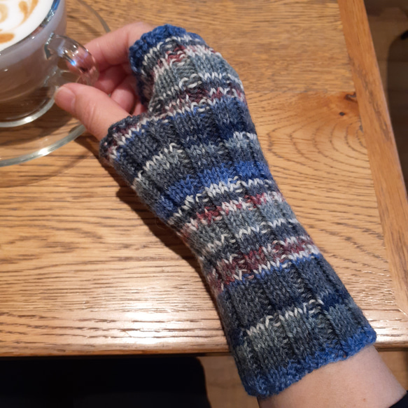 ハンドウォーマー☆グレー・ブルー系＊洗濯機OK！ 5枚目の画像