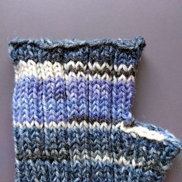 ハンドウォーマー☆グレー・ブルー系＊洗濯機OK！ 4枚目の画像