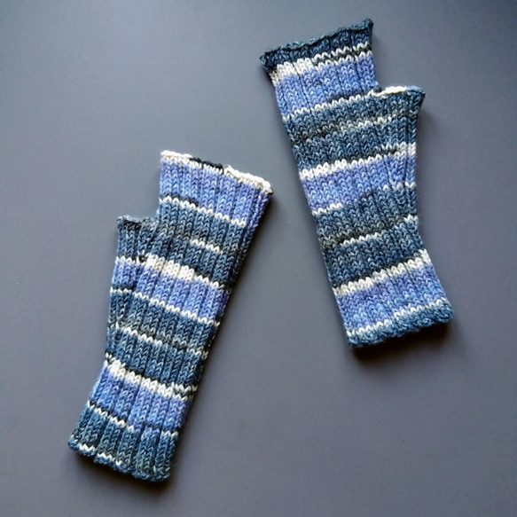 ハンドウォーマー☆グレー・ブルー系＊洗濯機OK！ 3枚目の画像