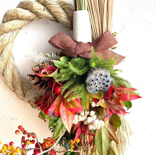 ◆2024年◆しめ縄リース◆しめ縄◇お正月用飾り お正月飾り 2024 しめ縄リース しめ縄・しめ飾り m-floret 通販