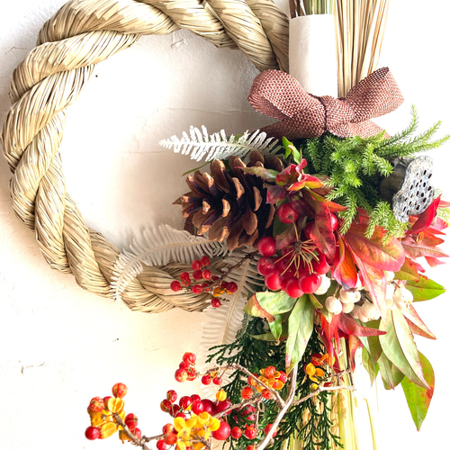 2024 しめ縄飾り  しめ縄リース  お正月飾り Ｎｏ．1 お正月飾り 2024 しめ縄リース しめ縄・しめ飾り m-floret 通販