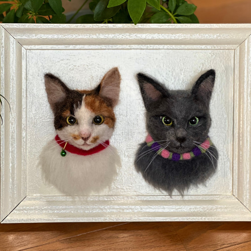 羊毛フェルト猫》 #猫(ねこ)羊毛フェルト オーダー フレーム