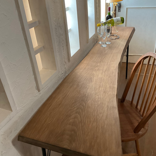 売り切れました。w1960一枚板 ヒノキ カウンターテーブル カフェ