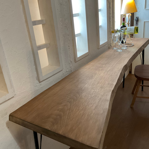 売り切れました。w1960一枚板 ヒノキ カウンターテーブル カフェ