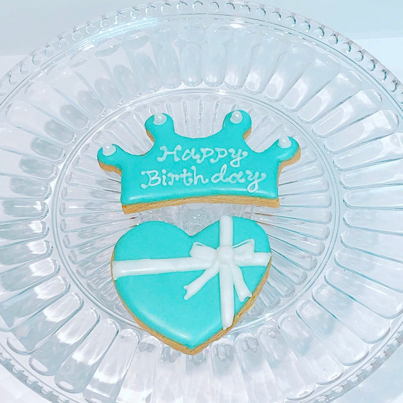 【箱入り】ティファニーブルーのバースデーアイシングクッキーセット 1枚目の画像