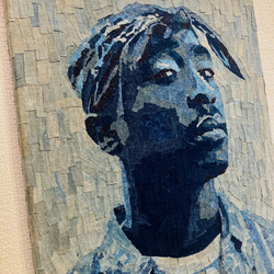 藍染襤褸 モザイク アート　2PAC TUPAC ２パック ポスター  A3 3枚目の画像