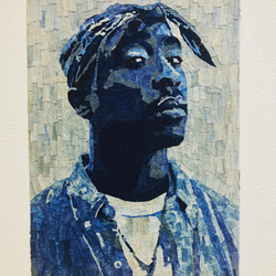 藍染襤褸 モザイク アート　2PAC TUPAC ２パック ポスター  A3 1枚目の画像