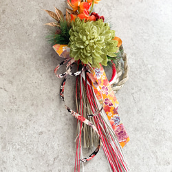 【送料無料】2024お正月　新年を祝う菊のしめ縄飾り 2枚目の画像