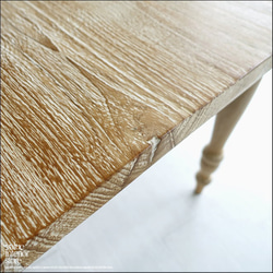 オールドチーク無垢材 ダイニングテーブルSlenWW 食卓テーブル 無垢材テーブル 机 古材家具 ナチュラルホワイト 6枚目の画像