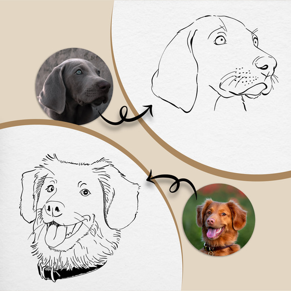 うちの子ラインアート・スタンプ・ステッカー・ショップロゴ　オリジナルグッツ用に犬猫ペットの似顔絵をデザイン 2枚目の画像