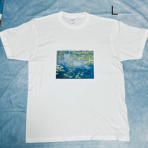 モネ 睡蓮（大原美術館所蔵バージョン）綿5.6オンスTシャツ白