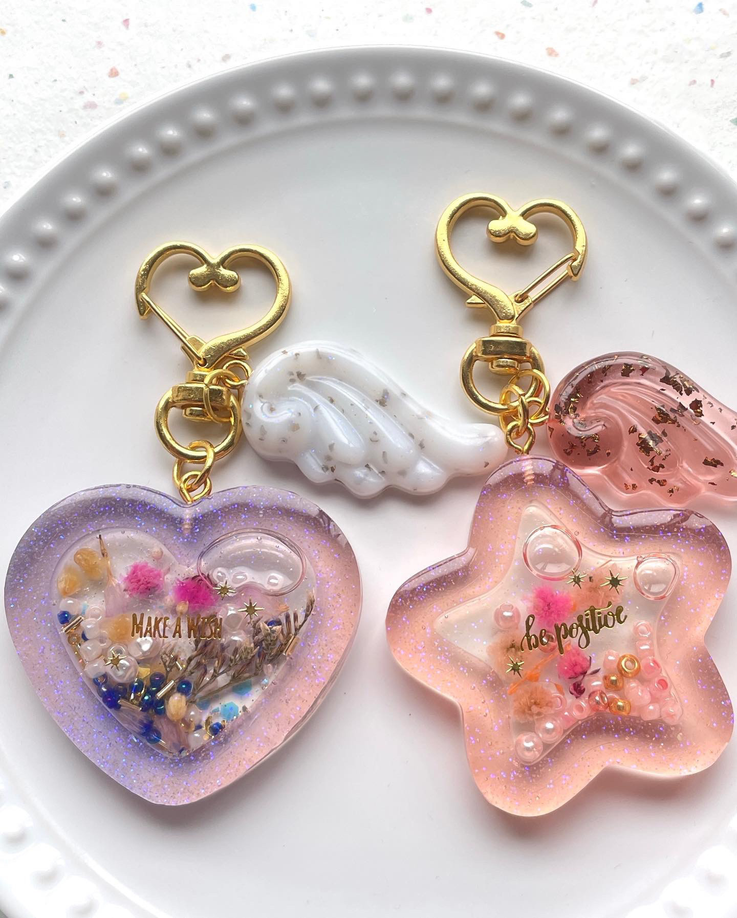 011　 ハート シェイカー キーホルダー〈桜ピンク〉オイル無 レジン オイルシェイカー ハートシェイカー キーホルダー 桜