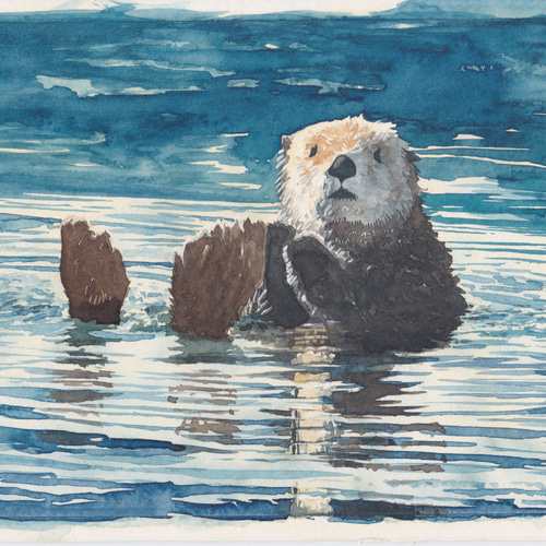 アナログ水彩画】動物、ペットの写実画【手描きオーダーメイド】 絵画