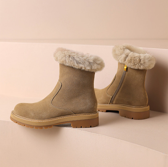 冬を簡単に過ごせる牛革の短靴です22-24.5サイズ  3890 8枚目の画像
