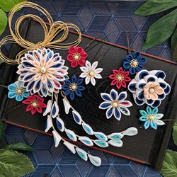 つまみ細工帯留め 帯飾り 七五三 成人式 白 金 花魁 振り袖 着物 帯