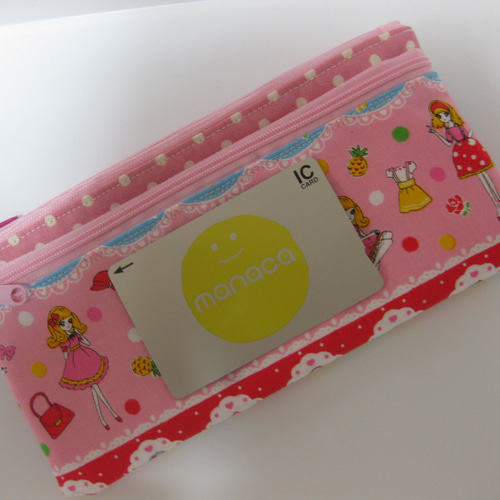 お札ポーチ ダブルファスナーポーチ シンプルな長財布 おとめちっく