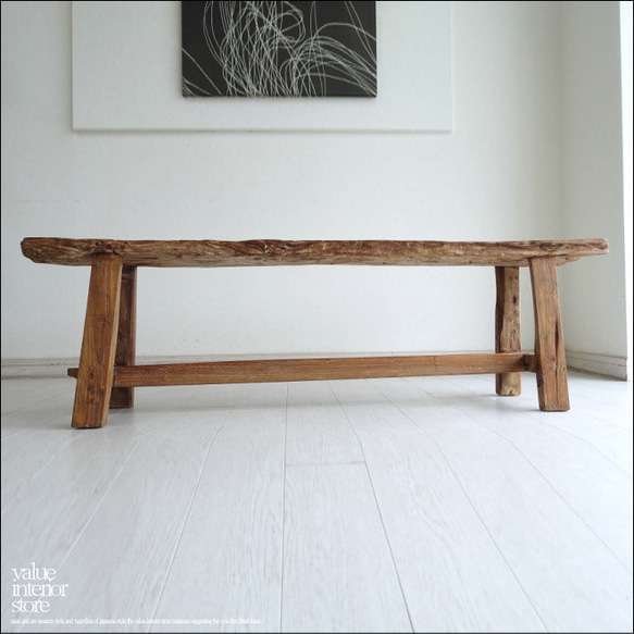 プリミティブオールドチークベンチ Z1 長椅子 スツール 古材家具