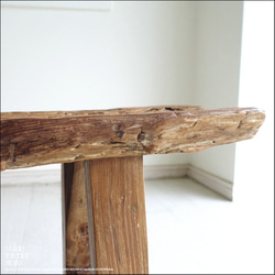 プリミティブオールドチークベンチ Z1 長椅子 スツール 古材家具 ダイニングベンチ 一枚板 無垢材 古材家具 一点物 3枚目の画像