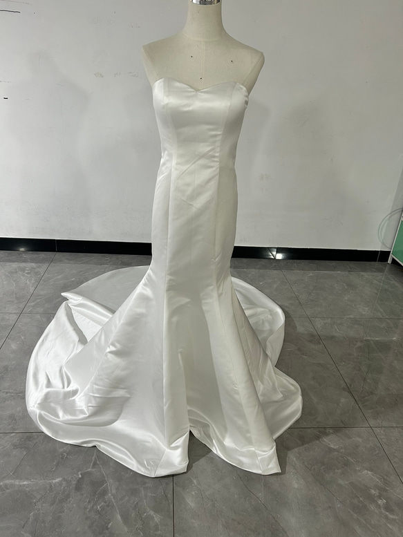 エレガント ウエディングドレス ホワイト ベアトップ マーメイドライン 取り外し袖 結婚式/披露宴 4枚目の画像