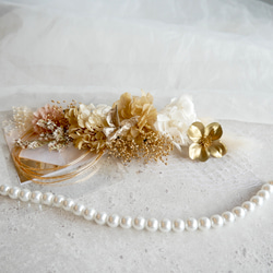 P24  パール　髪飾り　ドライフラワー　水引　白　ゴールド　成人式　振袖　結婚式　卒業式 4枚目の画像
