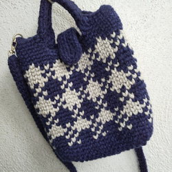 模様編み・ニットバッグ（肩掛け紐付） 2枚目の画像