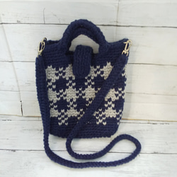 模様編み・ニットバッグ（肩掛け紐付） 5枚目の画像