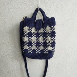 模様編み・ニットバッグ（肩掛け紐付） 1枚目の画像