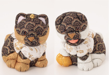江戸木目込　Komainu charms クロ（狛犬）柿沼東光作