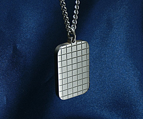 純チタン製ダイヤカットプレートネックレス（チタン）【市松模様】『伝統とモダンの融合』◎日本製