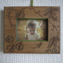 木彫りフォトフレーム☆カラーラインシリーズ☆フウセンカズラ☆材質榀