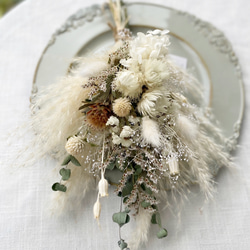 ユウコドライフラワー スワッグ ユウコドライフラワー スワッグ dry-flower-bouquet-swag-white-