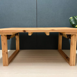 【送料無料】 ローテーブル 長方形 90cm 60cm 杉 折り畳み脚 木組 ロの字脚 8枚目の画像