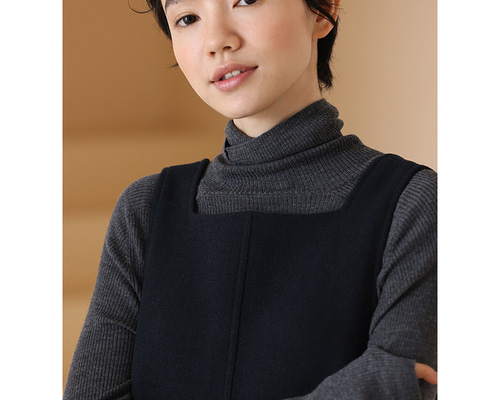 ウール混紡ノースリーブワンピース ウールワンピース ツイート生地