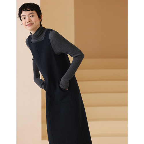 ウール混紡ノースリーブワンピース ウールワンピース ツイート生地