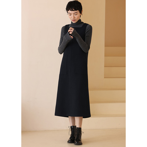 ウール混紡ノースリーブワンピース ウールワンピース ツイート生地