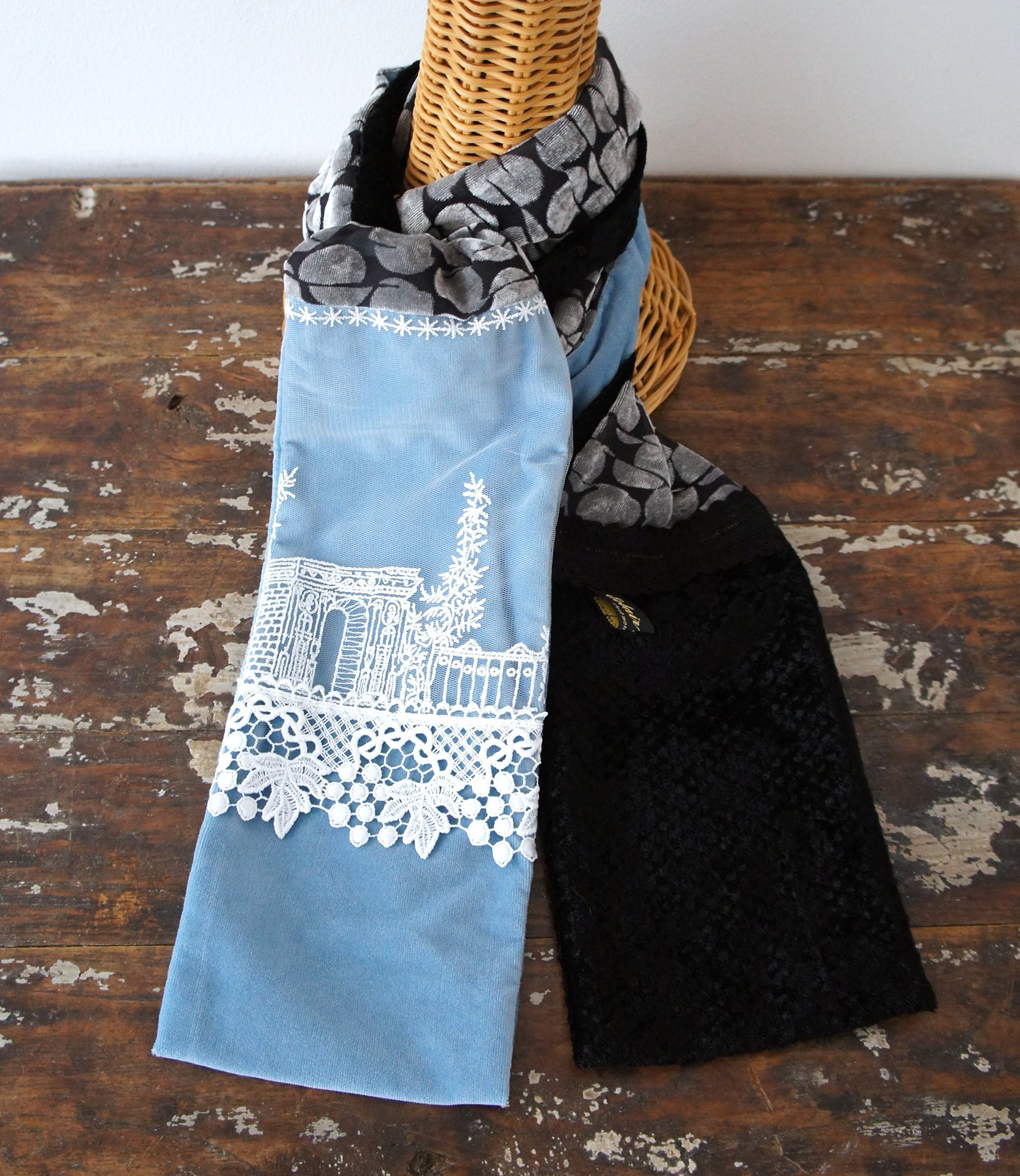 プロムナード・ストール[ホワイトC・ブルーグレーミックス]M66PromnadeWhiteC bluemix